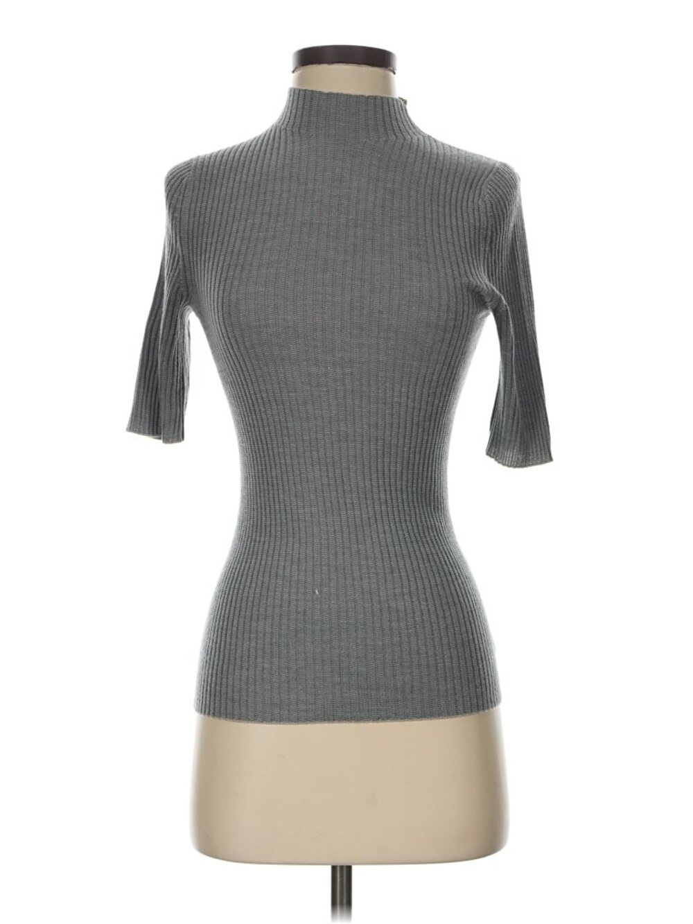 Theory Grey Mock Neck Lightweight Sweater
